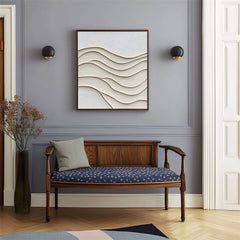 Serene Waves-Beige Textured Minimalist Abstract Painting for Modern Interiors