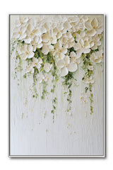 Floral Cascade – 3D Textured Floral Oil Painting for Modern & Minimalist Interiors