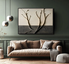 Branching Realms – Textured Abstract Canvas Painting for Modern Wall Decor