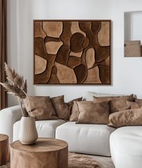 Earthen Mosaic-Brown Tones Textured Abstract Wall Art with – Wabi-Sabi Textured Abstract Wall Art