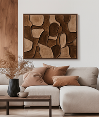 Earthen Mosaic-Brown Tones Textured Abstract Wall Art with – Wabi-Sabi Textured Abstract Wall Art
