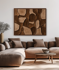Earthen Mosaic-Brown Tones Textured Abstract Wall Art with – Wabi-Sabi Textured Abstract Wall Art