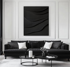 Black Wave – Modern Monochrome Abstract Painting for Interior Decor