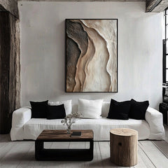 Canyon-Neutral Abstract Canvas Painting – Textured Canyon Wall Art