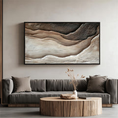 Canyon-Neutral Abstract Canvas Painting – Textured Canyon Wall Art