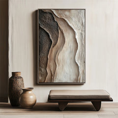 Canyon-Neutral Abstract Canvas Painting – Textured Canyon Wall Art