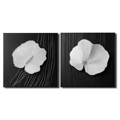 Harmony Blooms: Textured Duo – Textured Floral Oil Painting