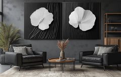 Harmony Blooms: Textured Duo – Textured Floral Oil Painting