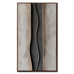 Earthbound Harmony-Textured Abstract Neutral Painting – Wabi-Sabi Vertical Wall Art