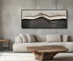 Serene Horizons – Modern Textured Abstract Landscape Painting for Living Room or Office Decor