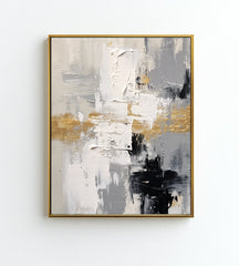 Golden Balance: Abstract Art – Wabi-Sabi Textured Wall Art