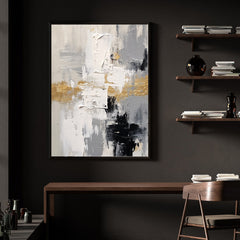 Golden Balance: Abstract Art – Wabi-Sabi Textured Wall Art