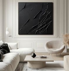 Veil of Shadows-Modern Minimalist Textured Painting