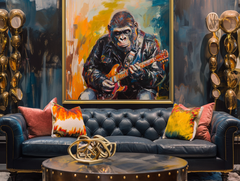 Rhythm Beast – Gorilla Playing Guitar Painting for Modern Creative Interiors
