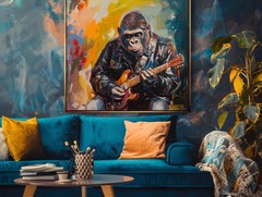 Rhythm Beast – Gorilla Playing Guitar Painting for Modern Creative Interiors