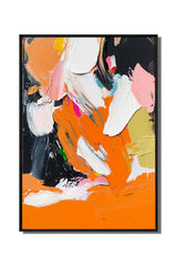 Vibrant Abstract Expressionism: Textured Abstract Expressionist Art – Vibrant Orange