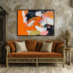 Vibrant Abstract Expressionism: Textured Abstract Expressionist Art – Vibrant Orange