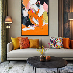 Vibrant Abstract Expressionism: Textured Abstract Expressionist Art – Vibrant Orange