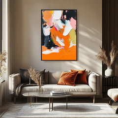Vibrant Abstract Expressionism: Textured Abstract Expressionist Art – Vibrant Orange