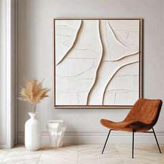 Wabi-Sabi Flow: Beige 3D Textured Abstract Wall Art – Minimalist Decor, Stylish Piece