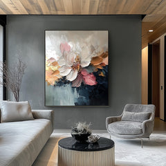 Blear Bloom – Abstract Floral Oil Painting, Textured Blooming Flower Wall Art