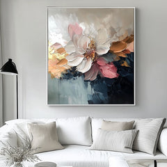 Blear Bloom – Abstract Floral Oil Painting, Textured Blooming Flower Wall Art