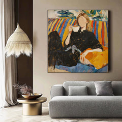 Original Figurative Art Abstract Woman Faceless Canvas Bold Primary Colors Wall Art Modern Interior Aesthetic