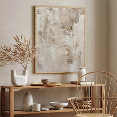 Earthy Serenity – Textured Abstract Neutral Tones Oil Painting, Modern Wall Art