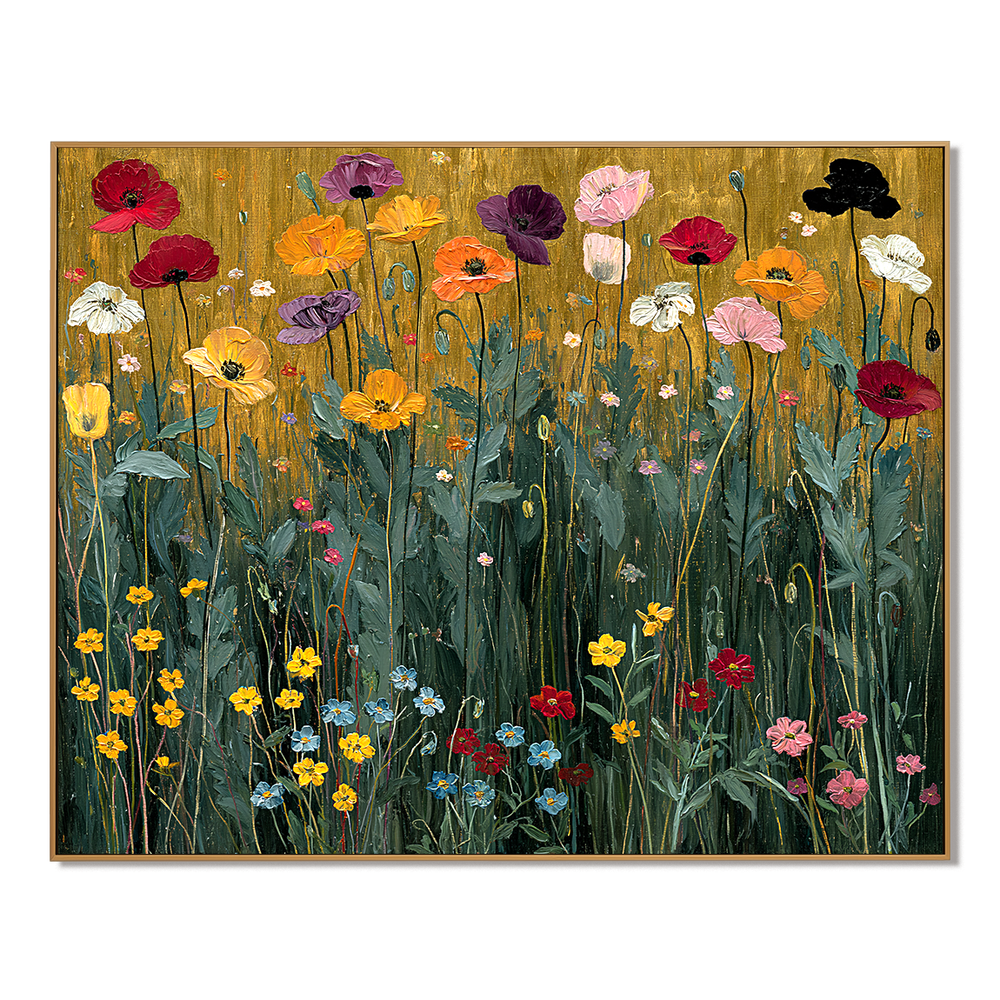 Radiant Meadow – Hand-Painted Floral Oil Canvas Art hand-painted wall art