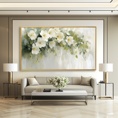 Gentle Bloom – Hand-Painted White Floral Canvas Art