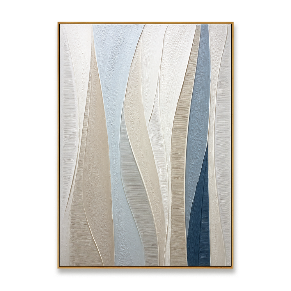 Gentle Layers – Neutral and Blue Abstract Textured Wall Art hand-painted wall art