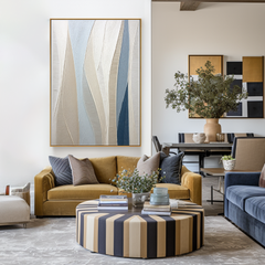 Gentle Layers – Neutral and Blue Abstract Textured Wall Art