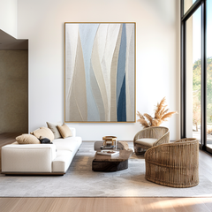 Gentle Layers – Neutral and Blue Abstract Textured Wall Art