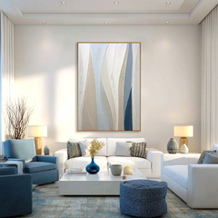 Gentle Layers – Neutral and Blue Abstract Textured Wall Art
