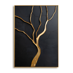 Golden Branches – Minimalist Abstract Tree Textured Wall Art hand-painted wall art