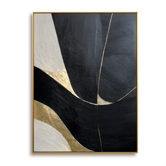 Golden Flow – Black and White Minimalist Abstract Wall Art hand-painted wall art