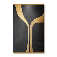 Golden Path – Black Minimalist Abstract Wall Art hand-painted wall art
