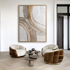 Soft Crossing Lines – Neutral Abstract Textured Wall Art