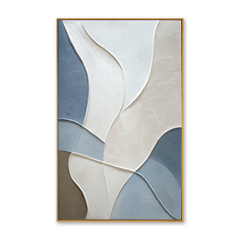 Soft Flow – Blue and Neutral Abstract Textured Wall Art hand-painted wall art