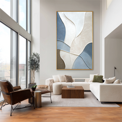 Soft Flow – Blue and Neutral Abstract Textured Wall Art