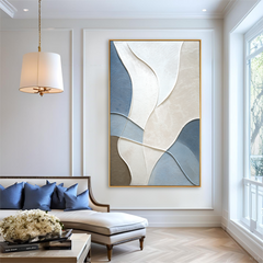 Soft Flow – Blue and Neutral Abstract Textured Wall Art