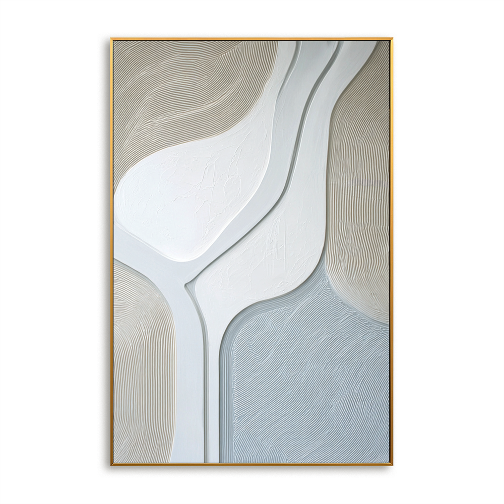 Soft Neutral Abstract Textured Wall Art with Flowing Lines hand-painted wall art