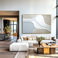 Soft Neutral Abstract Textured Wall Art with Flowing Lines