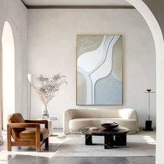 Soft Neutral Abstract Textured Wall Art with Flowing Lines