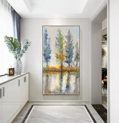 Absorbing the Sunlight – Serene Abstract Landscape Oil Painting for Modern Home Decor