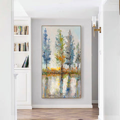 Absorbing the Sunlight – Serene Abstract Landscape Oil Painting for Modern Home Decor