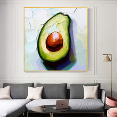 Avocado Beauty – 3D Textured Avocado Wall Art – Vibrant Kitchen & Dining Room Decor