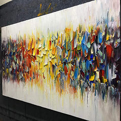 Colorful Clash – Textured Modern Abstract Oil Painting for Contemporary Home Decor