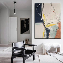 Feelings – Modern Abstract Oil Painting on Vertical Canvas for Minimalist Interiors