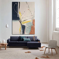 Feelings – Modern Abstract Oil Painting on Vertical Canvas for Minimalist Interiors